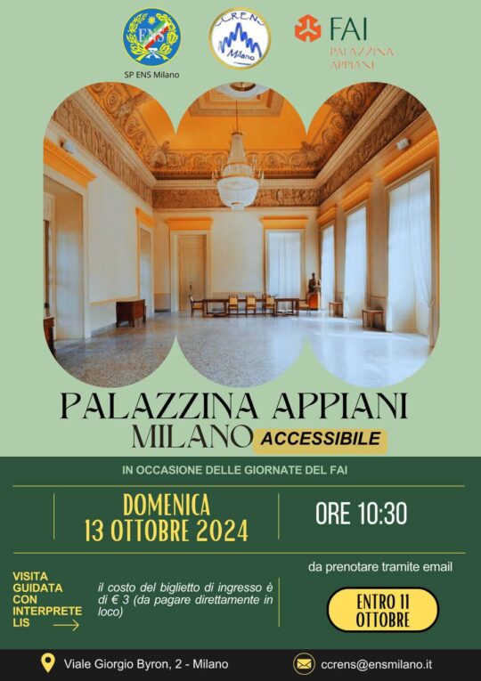 PALAZZINA APPIANI MILANO – Domenica 13 ottobre – ore 10.30