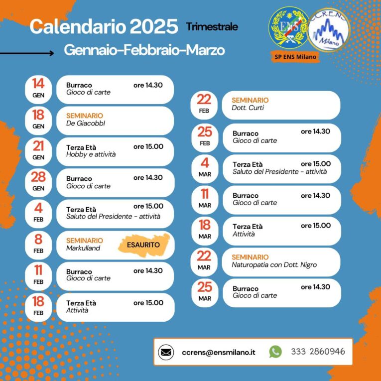 CALENDARIO 2025 1°Trimestrale